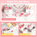 Kids Vanity and Stool Set with 360° Rotatable Mirror and Whiteboard-White by LJGDeals
