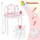 Kids Vanity Set with Drawer and 3 Makeup Accessories-Pink by LJGDeals