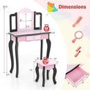 2 in 1 Princess Dressing Table Writing Desk with Cute Leopard Print 3 Makeup Accessories-Pink by LJGDeals