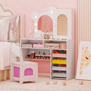 Kids Vanity with Lights and 5 Drawers for Kids Aged 3+ Years Old by LJGDeals