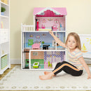 Wooden Dollhouse with Working Elevator and Rotatable Staircase-Pink by LJGDeals