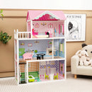 Wooden Dollhouse with Working Elevator and Rotatable Staircase-Pink by LJGDeals