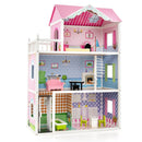 Wooden Dollhouse with Working Elevator and Rotatable Staircase-Pink by LJGDeals