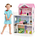 Wooden Dollhouse with Working Elevator and Rotatable Staircase-Pink by LJGDeals