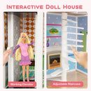 Wooden Dollhouse with Working Elevator and Rotatable Staircase-Pink by LJGDeals