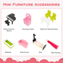 Wooden Dollhouse with Working Elevator and Rotatable Staircase-Pink