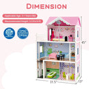 Wooden Dollhouse with Working Elevator and Rotatable Staircase-Pink by LJGDeals