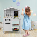 Kids Wooden Kitchen Play Set with Storage Shelves and Accessories-White