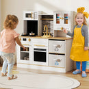 Kids Wooden Kitchen Playset with Stoves Sound Light for 3+ Years Old-White by LJGDeals
