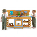 Wooden Mud Kitchen with 2 Sinks and 4 Stoves by LJGDeals