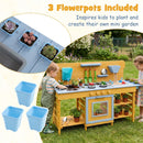 Wooden Mud Kitchen with 2 Sinks and 4 Stoves by LJGDeals