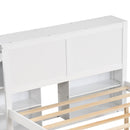 Twin/Full Kids Wooden Platform Bed with Trundle Storage Headboard-Full Size