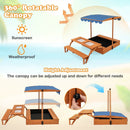 Kids Wooden Sand Box with Foldable Picnic Sensory Table and Bench-Natural by LJGDeals