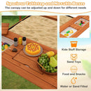 Kids Wooden Sand Box with Foldable Picnic Sensory Table and Bench-Natural by LJGDeals