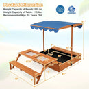 Kids Wooden Sand Box with Foldable Picnic Sensory Table and Bench-Natural by LJGDeals