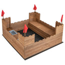 Kids Wooden Sandbox with Bottom Liner and Red Flags by LJGDeals