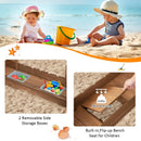 Kids Wooden Sandbox with Bottom Liner and Red Flags by LJGDeals