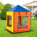 Kids Wooden Sandbox with Canopy Large Sand Pit with Mesh Windows and Bottom Liner-Multicolor by LJGDeals