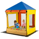 Kids Wooden Sandbox with Canopy Large Sand Pit with Mesh Windows and Bottom Liner-Multicolor by LJGDeals