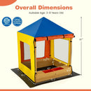 Kids Wooden Sandbox with Canopy Large Sand Pit with Mesh Windows and Bottom Liner-Multicolor by LJGDeals