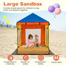 Kids Wooden Sandbox with Canopy Large Sand Pit with Mesh Windows and Bottom Liner-Multicolor by LJGDeals
