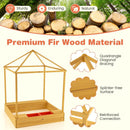 Kids Wooden Sandbox with Canopy Large Sand Pit with Mesh Windows and Bottom Liner-Multicolor by LJGDeals