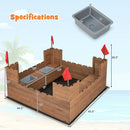Kids Wooden Sandbox with Bottom Liner and Red Flags by LJGDeals