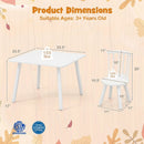 Kids Wooden Table and Chairs Set 3-Piece Toddler Furniture with Pine Wood Frame by LJGDeals