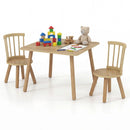 Kids Wooden Table and Chairs Set 3-Piece Toddler Furniture with Pine Wood Frame by LJGDeals