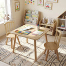 Kids Wooden Table and Chairs Set 3-Piece Toddler Furniture with Pine Wood Frame by LJGDeals