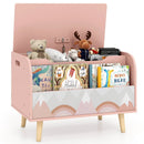 Kids Wooden Toy Box with Front Bookshelf and 4 Solid Wood Legs for Playroom by LJGDeals