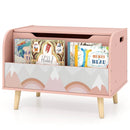 Kids Wooden Toy Box with Front Bookshelf and 4 Solid Wood Legs for Playroom by LJGDeals