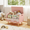 Kids Wooden Toy Box with Front Bookshelf and 4 Solid Wood Legs for Playroom by LJGDeals