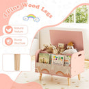 Kids Wooden Toy Box with Front Bookshelf and 4 Solid Wood Legs for Playroom by LJGDeals