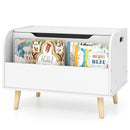Kids Wooden Toy Box with Front Bookshelf and 4 Solid Wood Legs for Playroom by LJGDeals