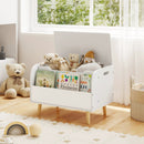 Kids Wooden Toy Box with Front Bookshelf and 4 Solid Wood Legs for Playroom by LJGDeals