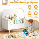 Kids Wooden Toy Box with Front Bookshelf and 4 Solid Wood Legs for Playroom by LJGDeals