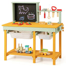 Kids Wooden Toy Workbench with Storage Space and Blackboard by DirectDeals