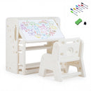 Kids Writing Desk and Chair Set with Side Bookshelves