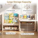 Kids Writing Desk and Chair Set with Side Bookshelves by LJGDeals