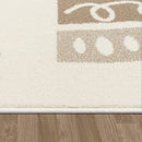 Kids Rug Nino with Rainbow and Hearts for Nursery in Beige Brown