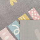 Kids Rug Nino with Rainbow and Hearts for Nursery in Grey