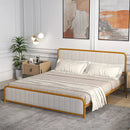 Upholstered Gold Platform Bed Frame with Velvet Headboard by LJGDeals