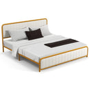 Upholstered Gold Platform Bed Frame with Velvet Headboard by LJGDeals