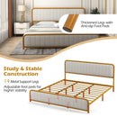 Upholstered Gold Platform Bed Frame with Velvet Headboard by LJGDeals