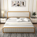 Upholstered Gold Platform Bed Frame with Velvet Headboard by LJGDeals