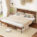 Twin/Full/Queen/King Metal Bed Frame with Wooden Headboard and Footboard-King Size by LJGDeals