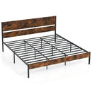 Twin/Full/Queen/King Metal Bed Frame with Wooden Headboard and Footboard-King Size by LJGDeals