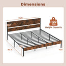 Twin/Full/Queen/King Metal Bed Frame with Wooden Headboard and Footboard-King Size by DirectDeals