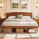 King Size Wooden Platform Bed Frame with Curved Headboard